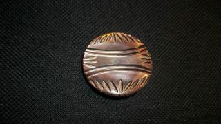 Mop Button 19th C.  Multi Colored Carved Mother Of Pearl Button Brass Shank photo