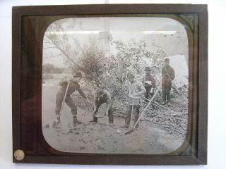 1 Ancient Magic Lantern Slide,  Early Gold Rush,  Dancing For Gold,  1900,  Very Rare photo