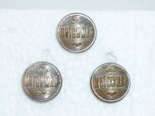 3 Antique Motorman Railroad Uniform Buttons Horstmann Philada.  Silver On Brass photo