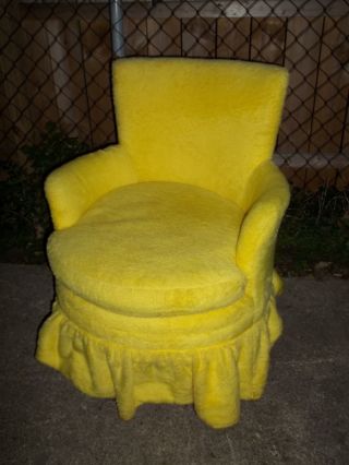 Rare Canary Yellow Mid Century Modern Retro Hippie Fuzzy Vintage Chair photo