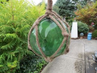 5 Inch Green Curio Glass Float Ball Buoy Bouy Fishing Net Float photo