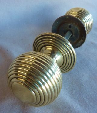 Door Knobs Handles Pair Polished Cast Brass Victorian Eastlake Behive 2 1/4 