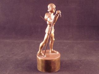 Antique Bronze Statue / Figurine Page With Sword & Staff Very Detailed 6.  25 