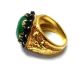 Rose Cut Diamond & Jade Gold Plated Authentic Handmade Jewelry Ring Size 8 Us Islamic photo 3