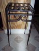 Vintage Pair Black Square Wrought Iron Plant Stands Mid-Century Modernism photo 1