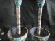 Old Decorated China Cloisonne Flower Candlestick Candle Holder A Pair Other photo 3