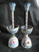 Old Decorated China Cloisonne Flower Candlestick Candle Holder A Pair Other photo 4