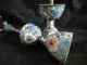 Old Decorated China Cloisonne Flower Candlestick Candle Holder A Pair Other photo 5