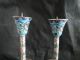 Old Decorated China Cloisonne Flower Candlestick Candle Holder A Pair Other photo 6