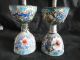 Old Decorated China Cloisonne Flower Candlestick Candle Holder A Pair Other photo 8