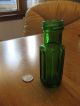 Antique Perfume Chemistry Food Bottle Jar Green Octagon Thick Glass G Embossed Jars photo 1