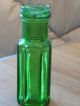 Antique Perfume Chemistry Food Bottle Jar Green Octagon Thick Glass G Embossed Jars photo 7