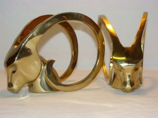 Vtg Mid Century Modern Brass Ram Bookends Hollywood Regency Eames Era photo