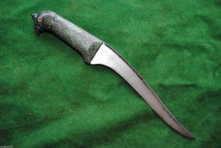 Antique Ottoman Iran Jade Nephrite Wootz Peshkabj Knife Parrot Dagger Qing Dynas photo