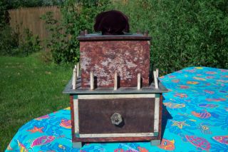 Antique Folk Art Paint Decorated Sewing Box W/ Pin Cushion & Drawer Fresh Find photo