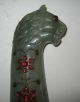 Vintage Indo Persian Mughal Green Jade Jeweled Tiger Face Dagger Handle Other photo 2