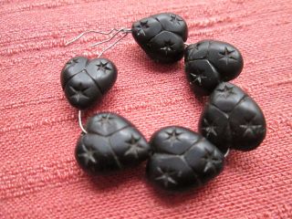 6 Pieces Antique,  Victorian Buttons From French Glass Jet Heart photo