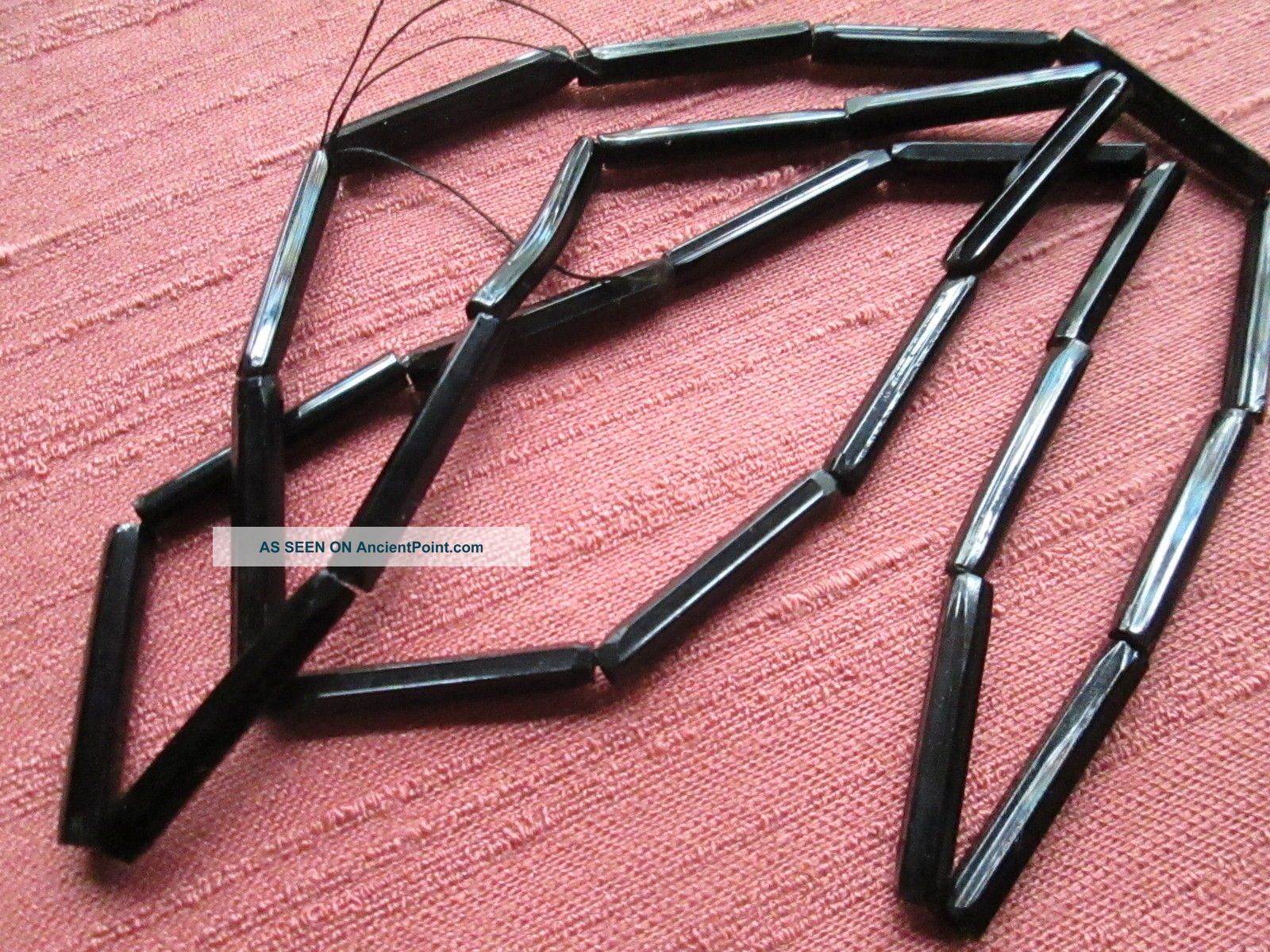 26 Antique,  Victorian Tube Beads From French Glass Jet Buttons photo