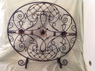 Pre 1980 Decorative Wrought Iron Footed Fireplace Cover; Great Perfect photo