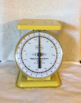 Vintage Sears,  Roebuck & Co.  Yellow 1906 Model Scale Weighs 25 Lbs By Ounces photo