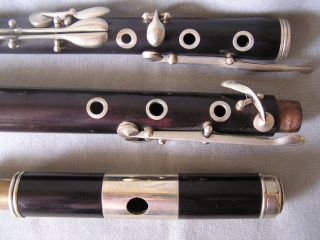 Antique Ebony Flute With Silver Fittings photo