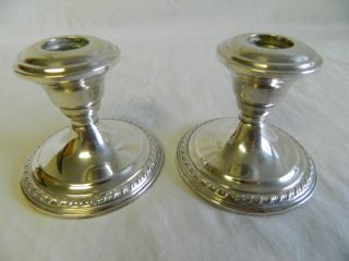 Pair Antique Sterling Silver Candle Holders Weighted Reinforced 432 Grams photo