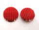 Vintage Buttons 1920s Art Deco Red Glass Silver Tipped Ridged 1 