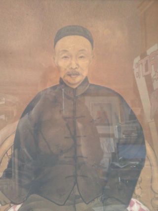 Chinese Ancestrial Painting On Rice Paper Pre 1800 photo