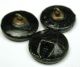 Antique Black Glass Buttons 3 Woven Ribbon Designs W/ Carnival Luster Buttons photo 1