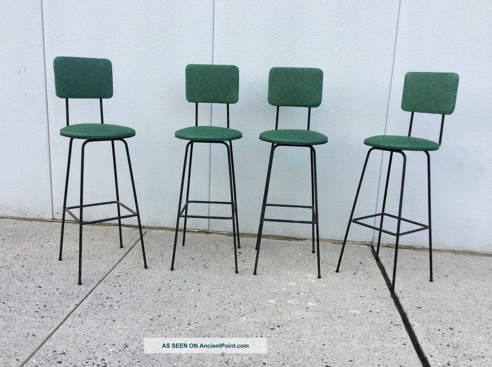 1950 ' S Modern Iron Bar Stools Set Of 4 Mid-Century Modernism photo