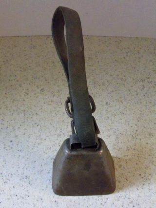 Antique Cow Bell On Leather Strap - Needs New Clopperfrom Neb.  Farmstead photo