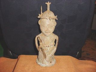 Benin Nigeria Bronze Cast Statue photo
