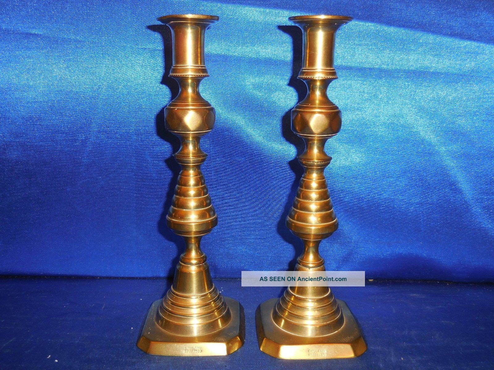 Early 19th Century Brass Push - Up Candlesticks Stamped England 9.  75 