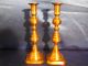 Early 19th Century Brass Push - Up Candlesticks Stamped England 9.  75 