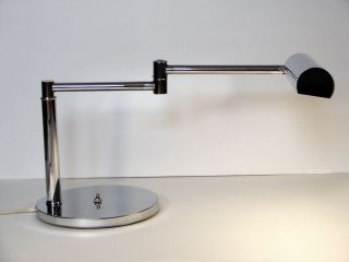 Koch & Lowy Walter Von Nessen Chrome Swing Arm Table Desk Lamp,  1970 - Eames Era photo