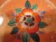 Vintage Tea Tile/trivet - Orange Lustreware W/dark Orange Flower - Japan Trivets photo 1