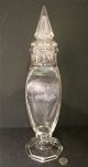 Old Antique Drugstore Pharmacy Pedestal Footed Square Glass Apothecary Candy Jar Bottles & Jars photo 2