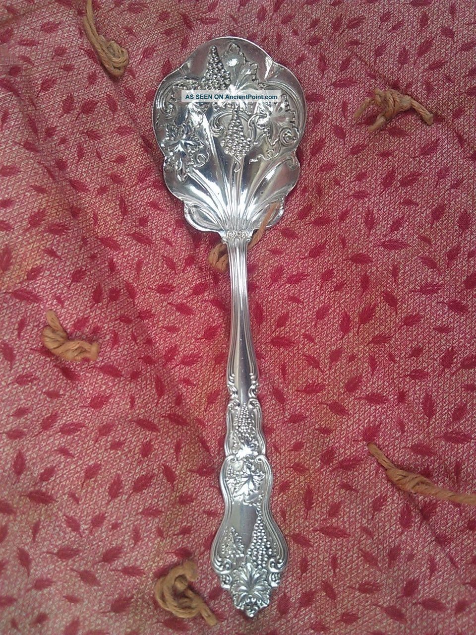 Antique American Silver Co Moselle Grapes Shell Sugar Spoon 6 