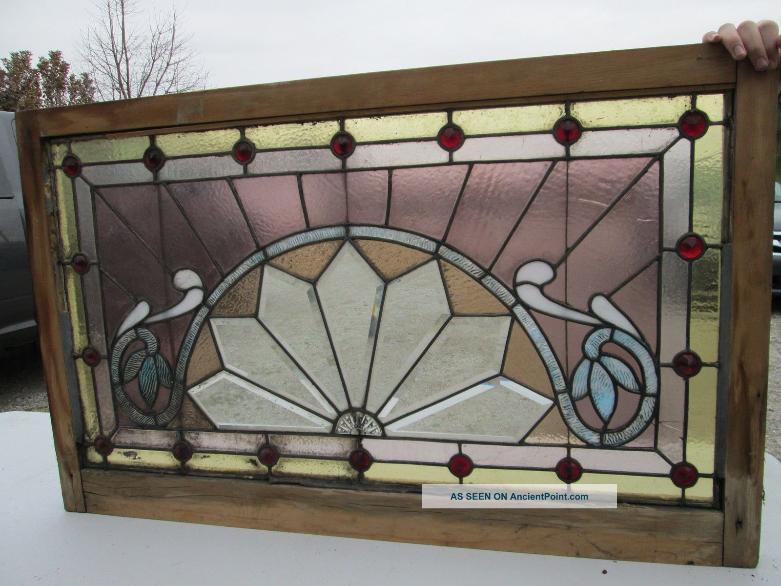 Antique Victorian House Art Glass & Jewels & Beveled Glass Window 14 Nr 1900-1940 photo