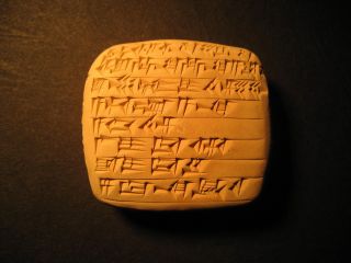 Old Assyrian Divorce Contract - Cuneiform Clay Tablet,  Hand Written Copy,  Signed photo