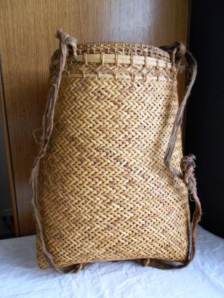 Vintage Woven Tribal Market Basket Hanging Bag Backpack photo