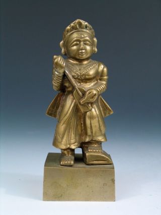 Antique Indian Brass Figure.  Ht: 6 Inches. photo