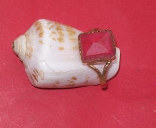Merovingian+saxon Gold Ring With Red - Pink Color Stone photo