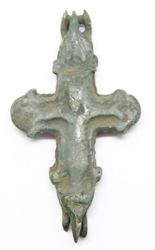 Intact Byzantine Double Sided Reliquary Cross Pendant C.  8th - 9th Century Ad photo