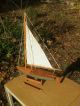 Vintage Sail Boat Wood And Cloth Sails,  Model Ship 14 