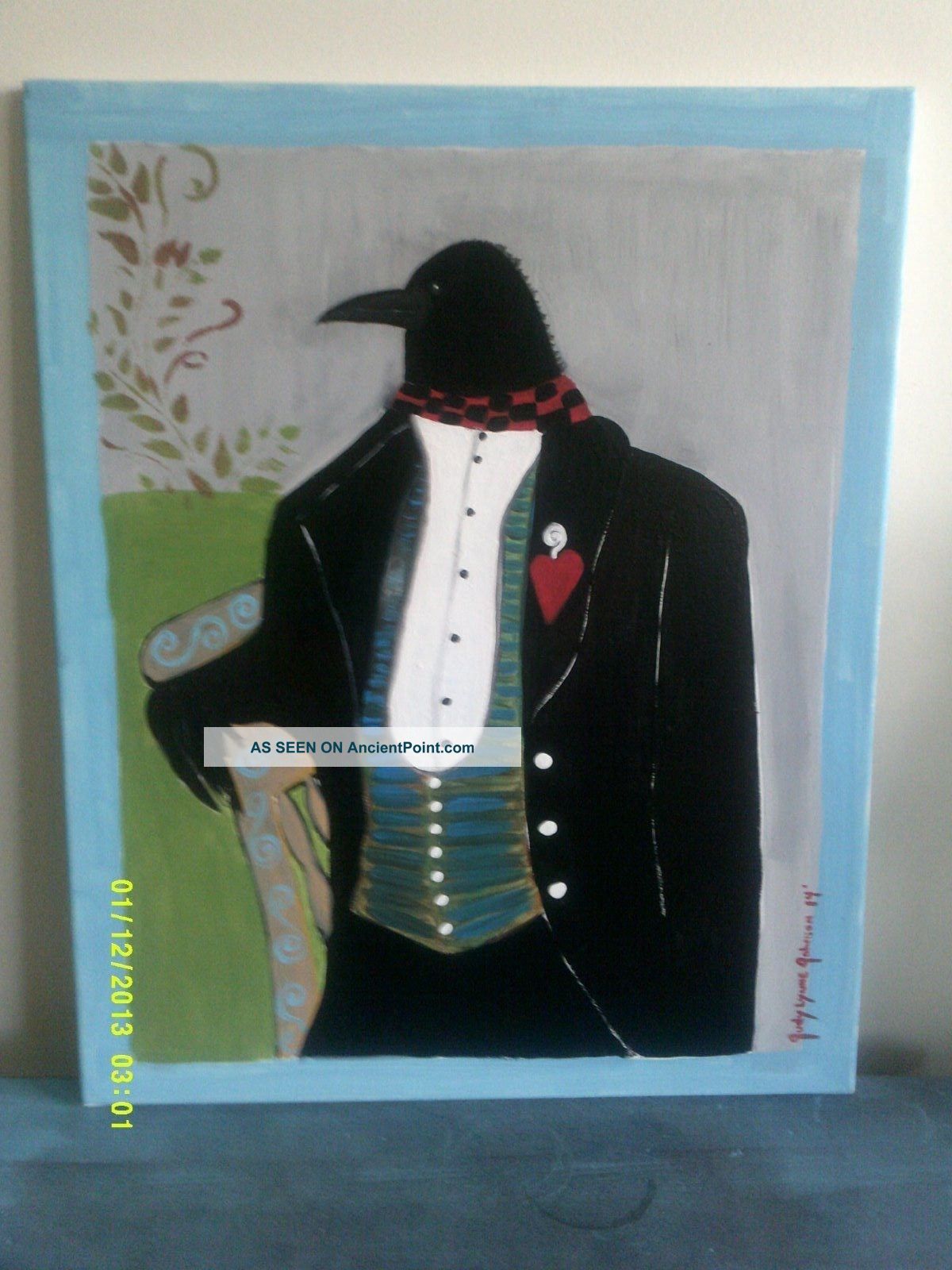Folk Art Canvas Painting Of 