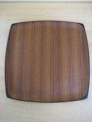 Tray Wood Danish Omc Japan Black Mid Century Modern Square Vintage Lacquer Ware photo