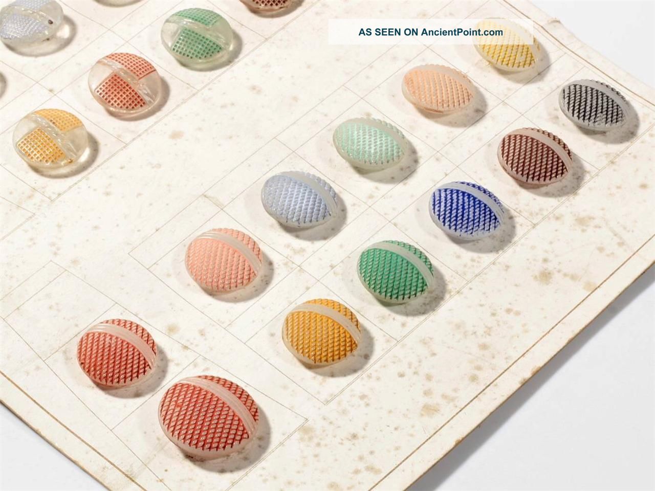 Collectible Czech Sample Card 24 Antique Art Deco Crystal Painted Glass Buttons Buttons photo