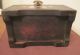 Antique Rare Handmade 19th Century Carved Wood Inlaid Mother Pearl Brass Box Primitives photo 9
