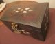 Antique Rare Handmade 19th Century Carved Wood Inlaid Mother Pearl Brass Box Primitives photo 1